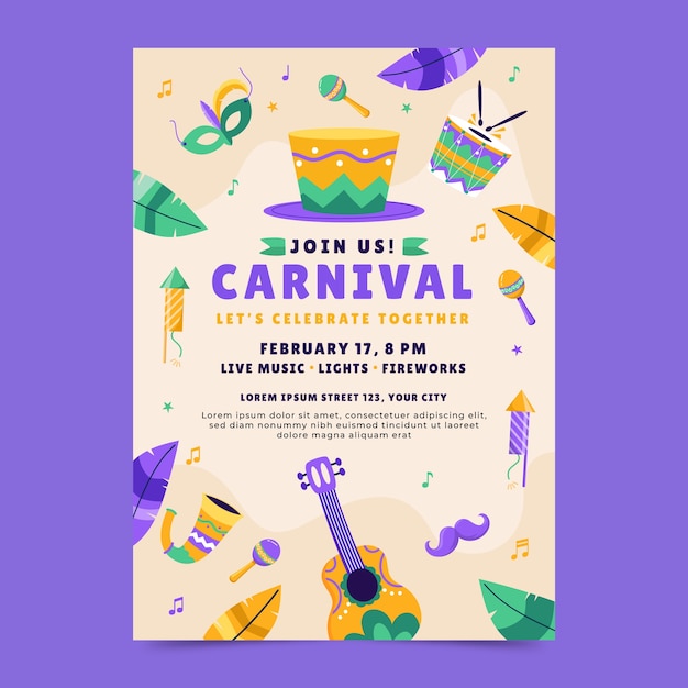 Flat carnival invitation template