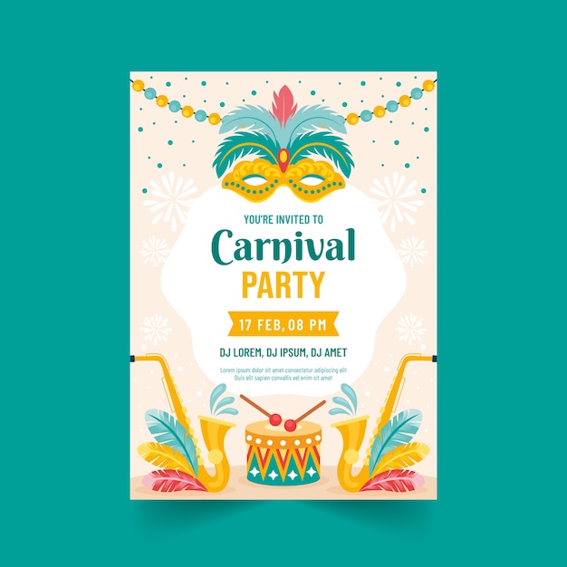 Flat carnival invitation template