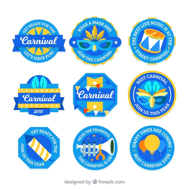 Etichetta di carnevale piatto / collezione di badge