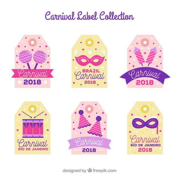 Flat carnival label/badge collection