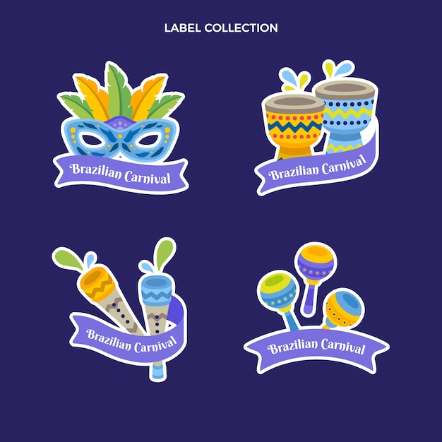 Flat carnival labels collection