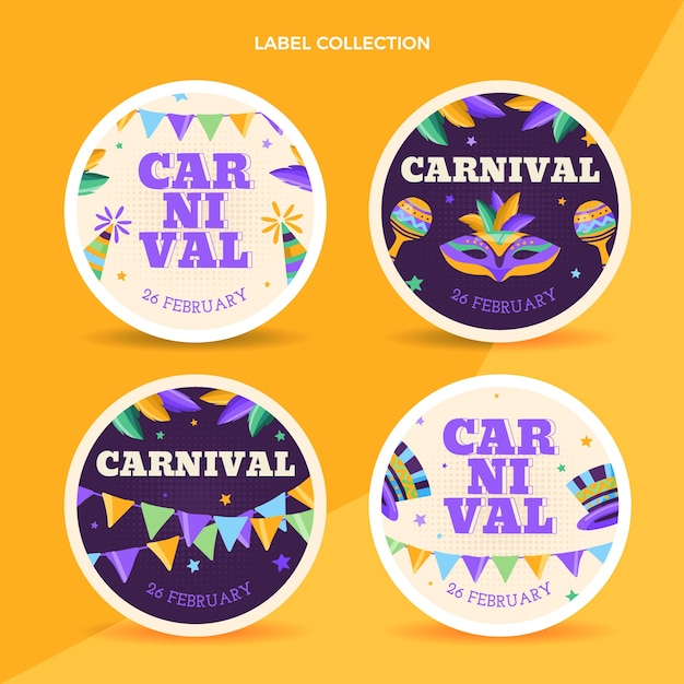 Free vector flat carnival labels collection