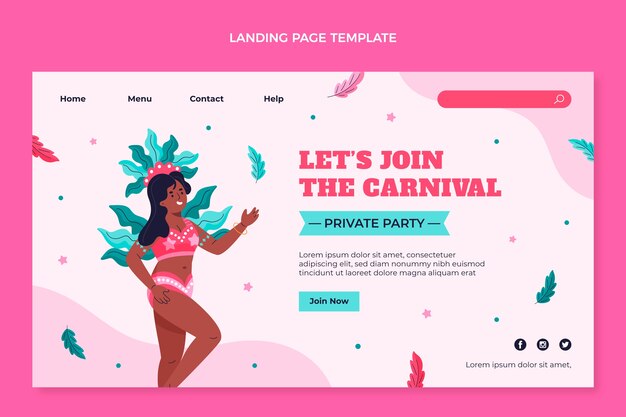 Free vector flat carnival landing page template