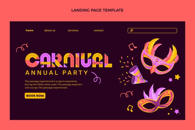 Free vector flat carnival landing page template