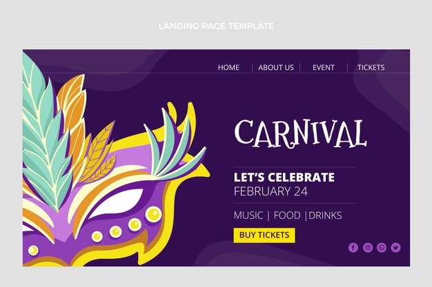 Free vector flat carnival landing page template