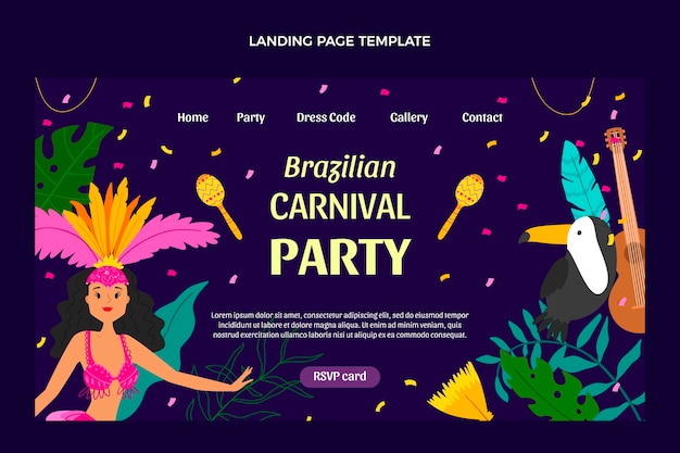 Free vector flat carnival landing page template