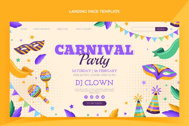 Flat carnival landing page template