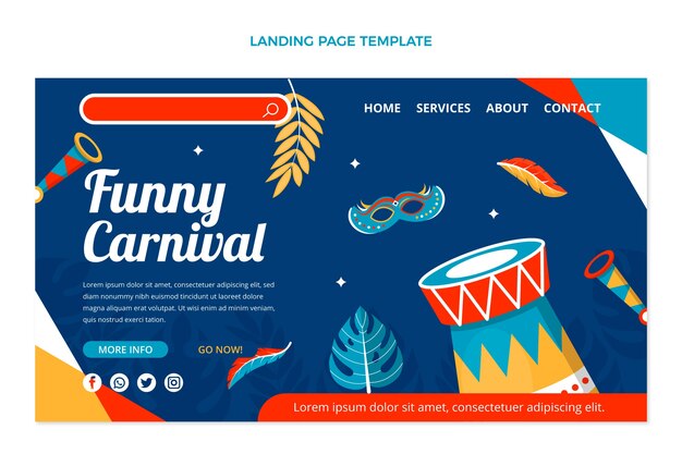 Flat carnival landing page template