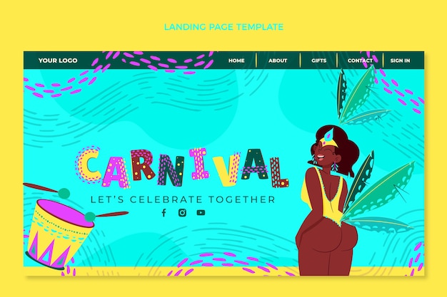 Free vector flat carnival landing page template