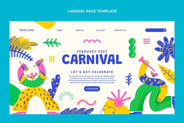 Flat carnival landing page template