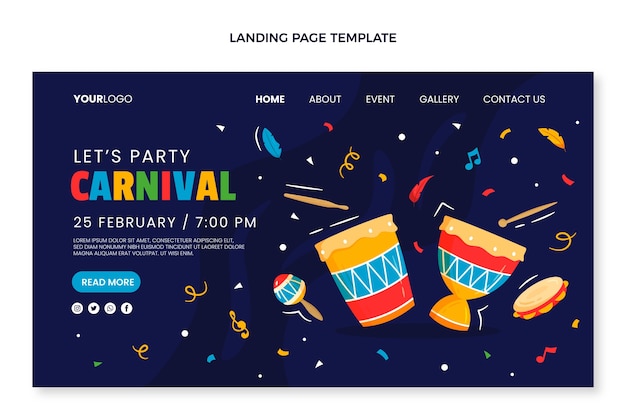 Flat carnival landing page template