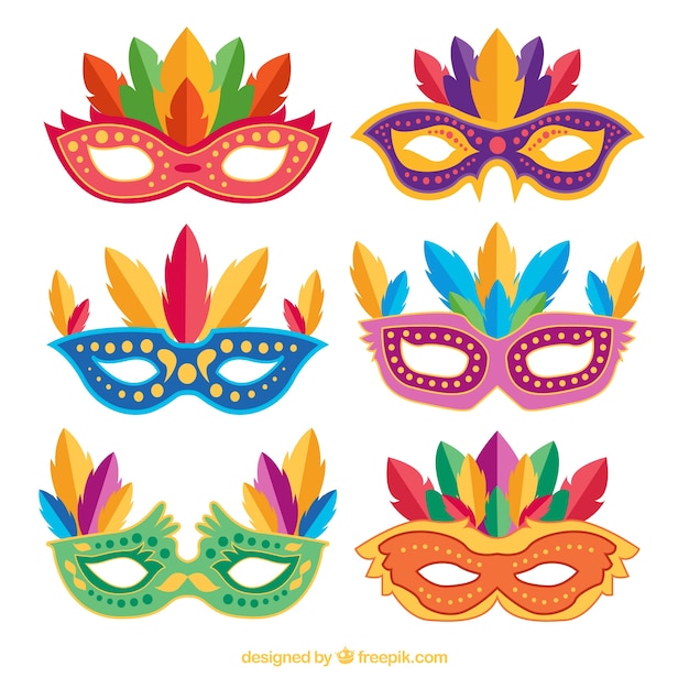 Free vector flat carnival mask collection