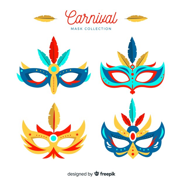 Flat carnival mask collection