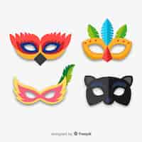 Free vector flat carnival mask collection