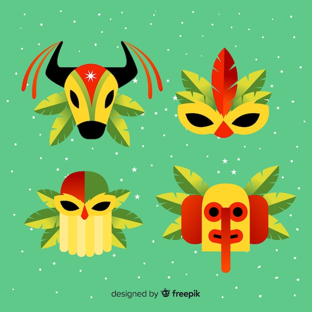 Free vector flat carnival mask collection