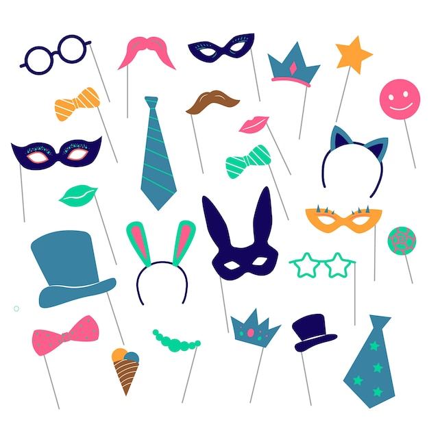Free vector flat carnival party photo booth collection