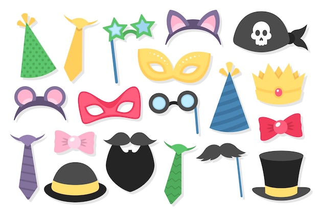 Free vector flat carnival party photo booth collection