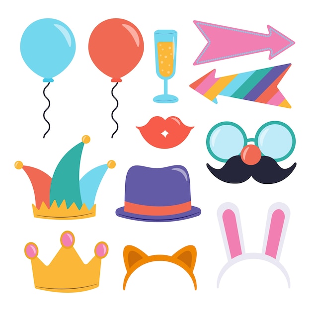 Free vector flat carnival party photo booth collection