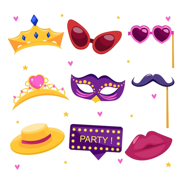 Free vector flat carnival party photo booth collection