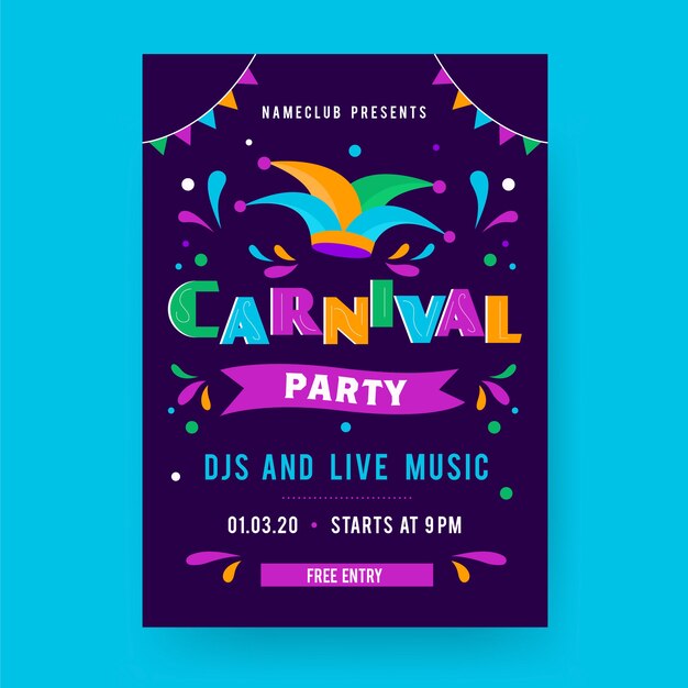 Flat carnival party poster