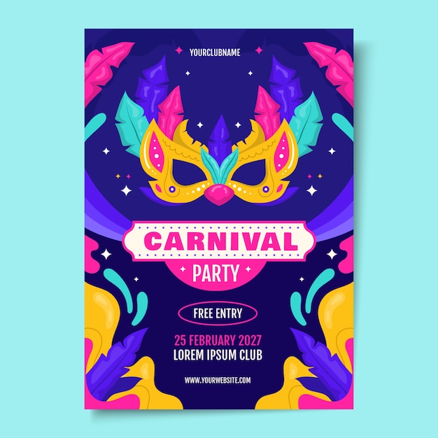 Free vector flat carnival party vertical flyer template