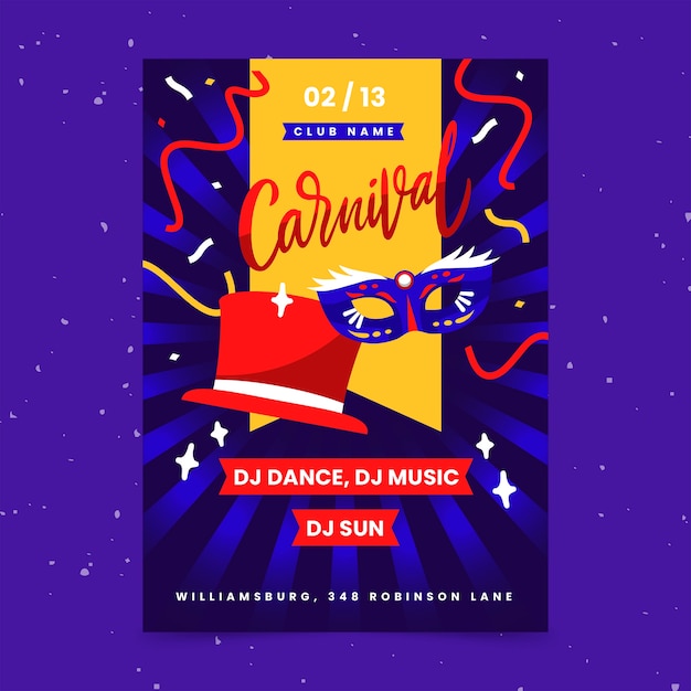 Flat carnival party vertical flyer template