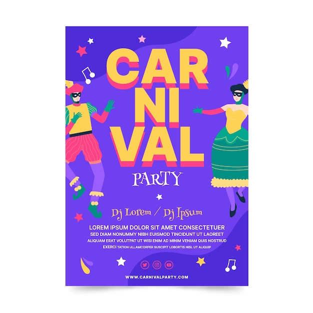 Free vector flat carnival party vertical poster template