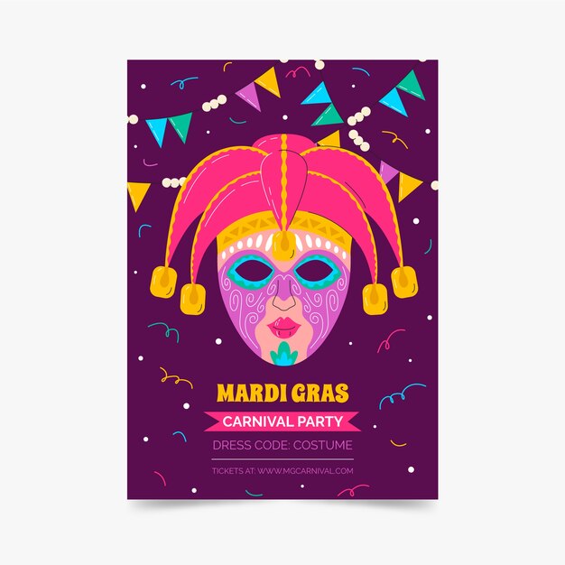 Free vector flat carnival party vertical poster template