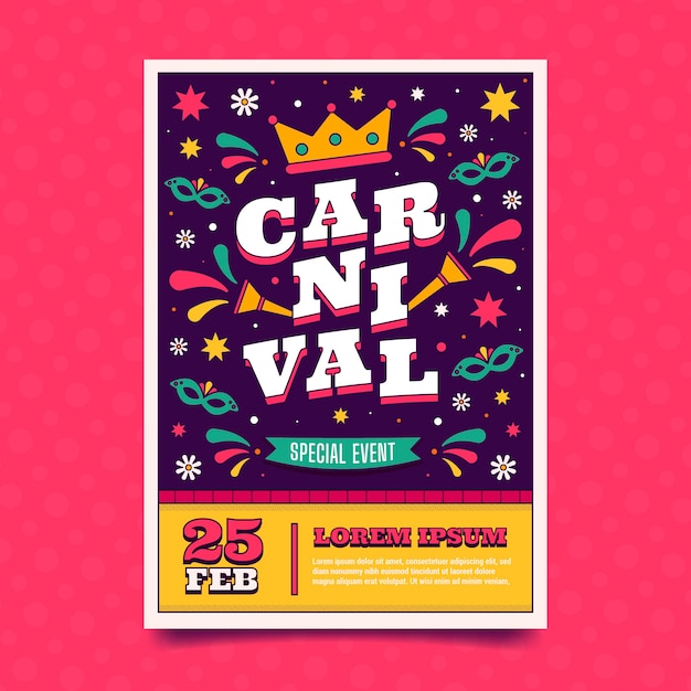 Free vector flat carnival party vertical poster template