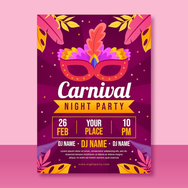 Flat carnival party vertical poster template