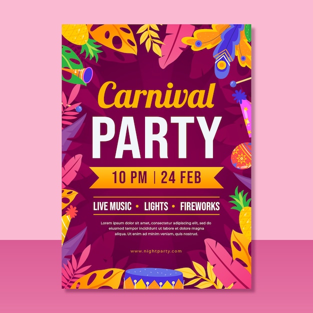 Free vector flat carnival party vertical poster template