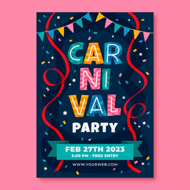 flat carnival party vertical poster template