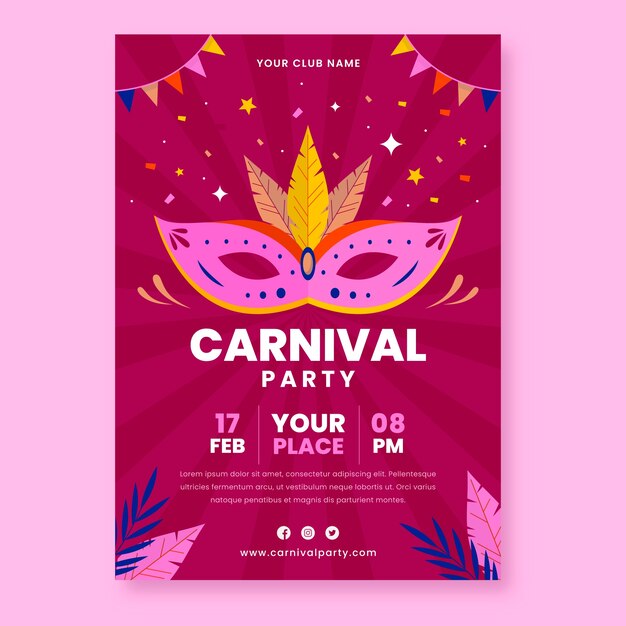 Flat carnival party vertical poster template