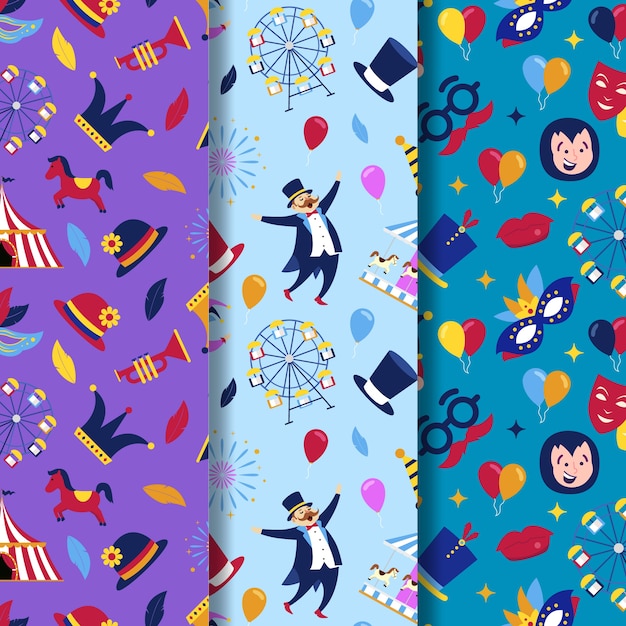 Flat carnival patterns collection