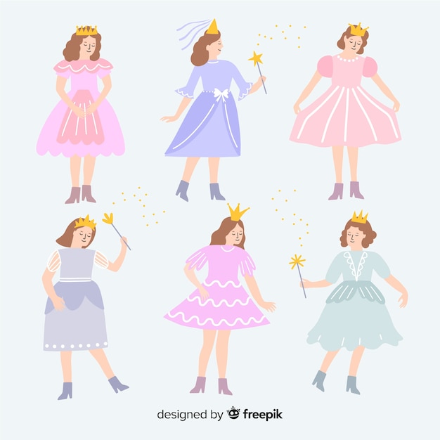 Free vector flat carnival princess costume collection