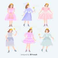 Free vector flat carnival princess costume collection