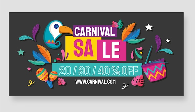 Free vector flat carnival sale horizontal banner