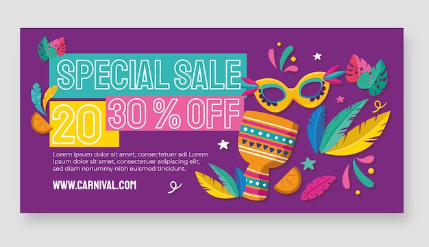 Free vector flat carnival sale horizontal banner