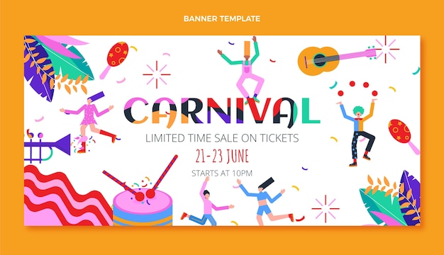 Flat carnival sale horizontal banner