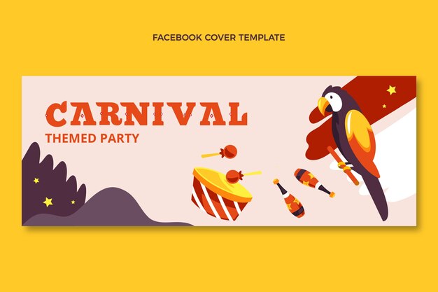 Flat carnival social media cover template