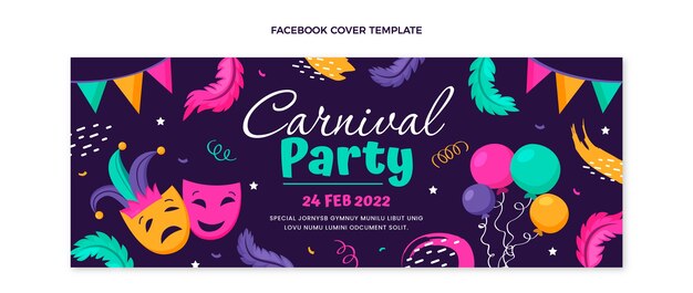 Flat carnival social media cover template