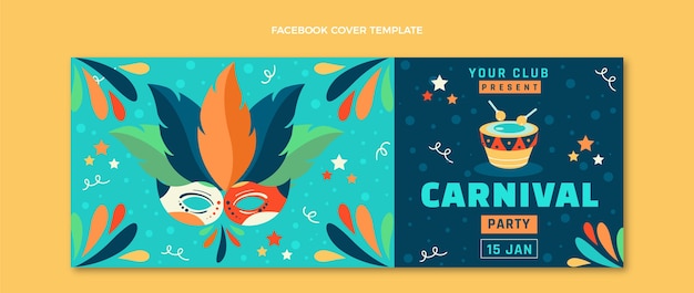 Flat carnival social media cover template