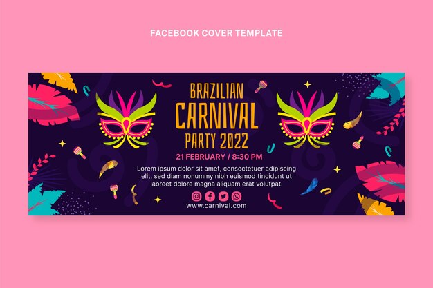 Flat carnival social media cover template