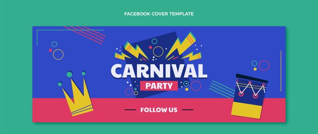 Flat carnival social media cover template