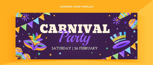 Flat carnival social media cover template