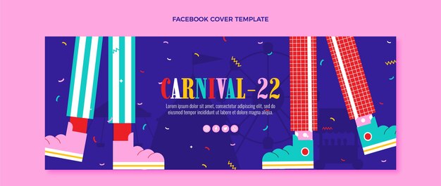 Flat carnival social media cover template