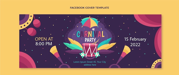Free vector flat carnival social media cover template