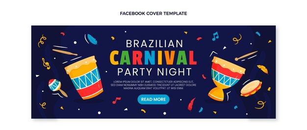 Flat carnival social media cover template