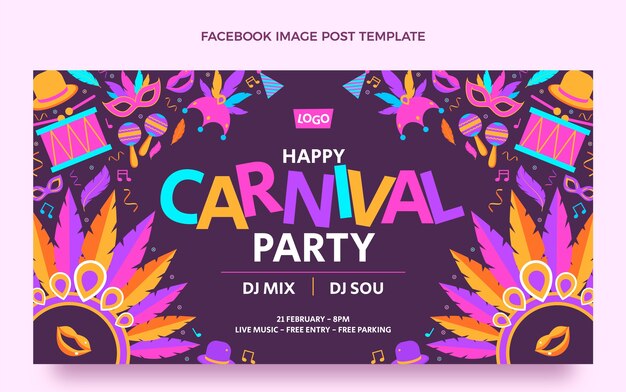 Flat carnival social media post template