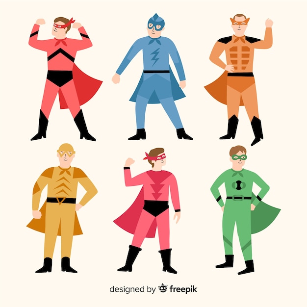 Free vector flat carnival superhero costume collection